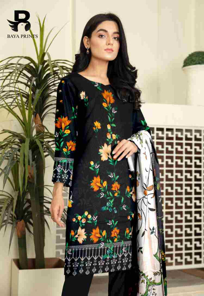 3 Piece Unstitched Printed Doria Viscose Suit  - BA-V2-001 Main Image
