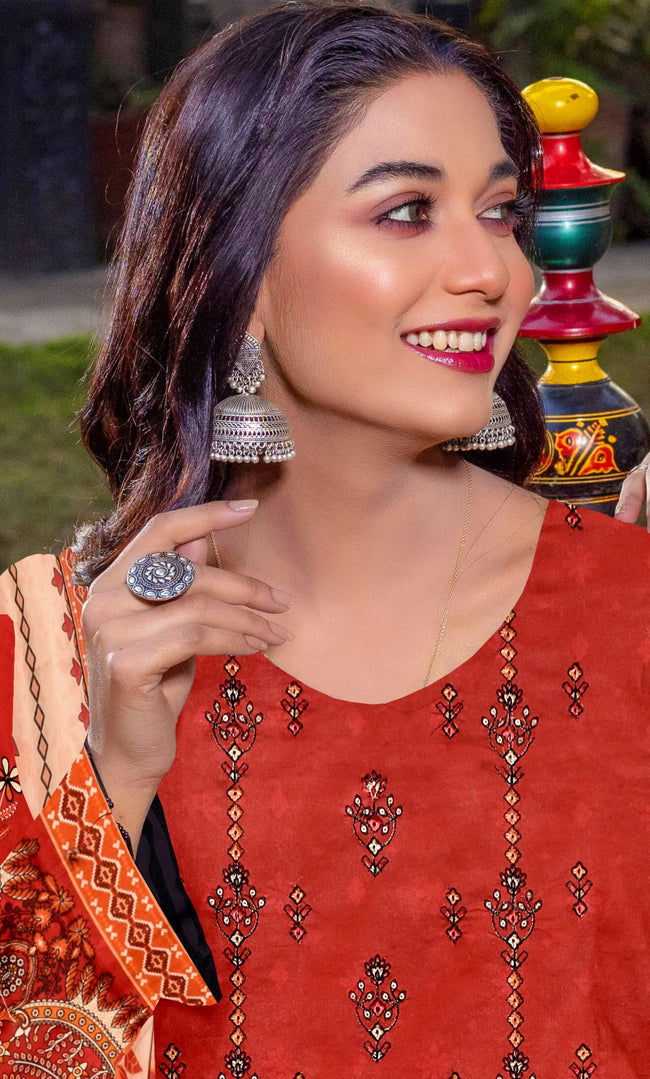 3 Piece Embroidered Unstitched Lawn Suit | NA-V19-07 Main Image