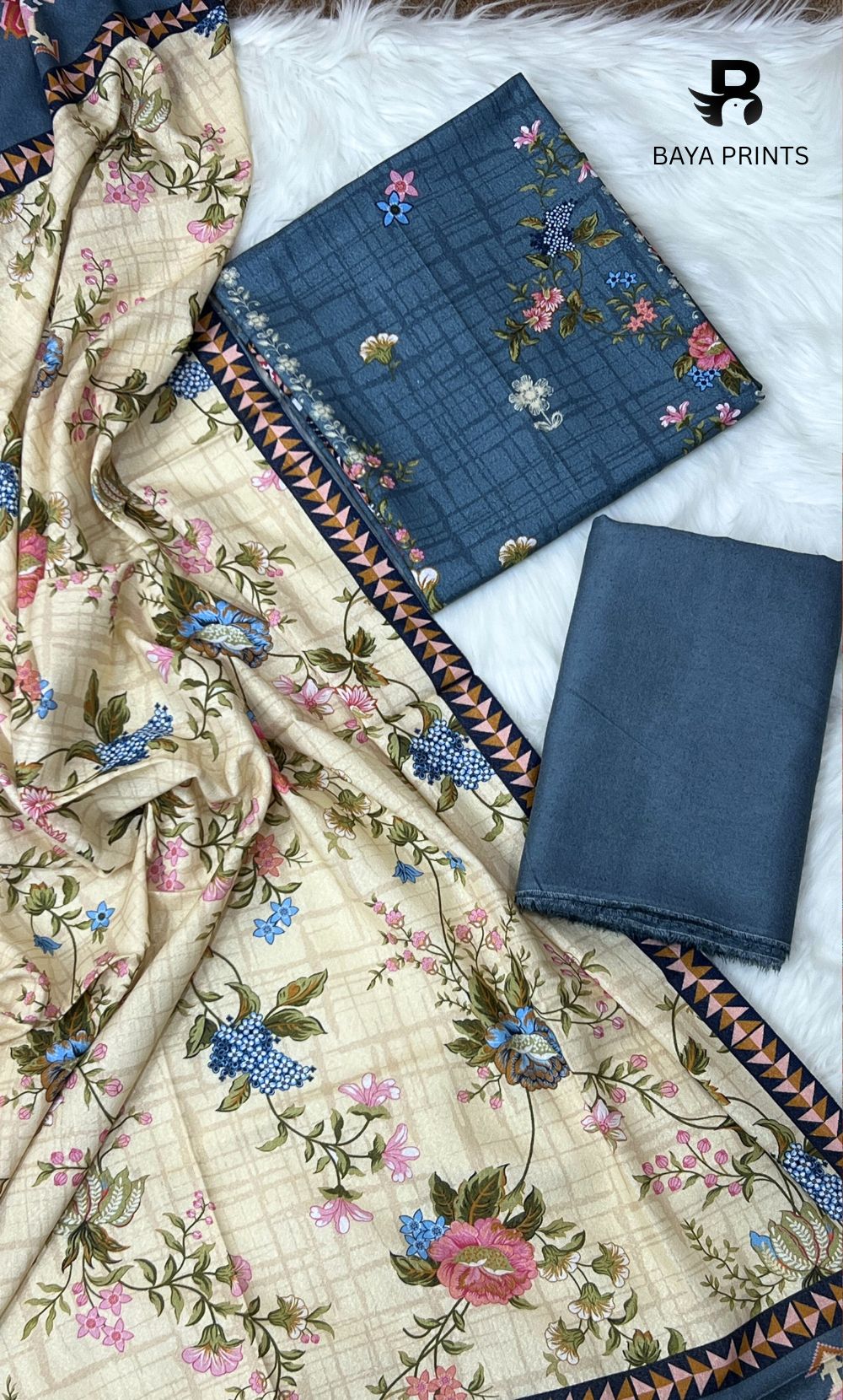 3 Piece Unstitched Karandi Suit BA-V6 002