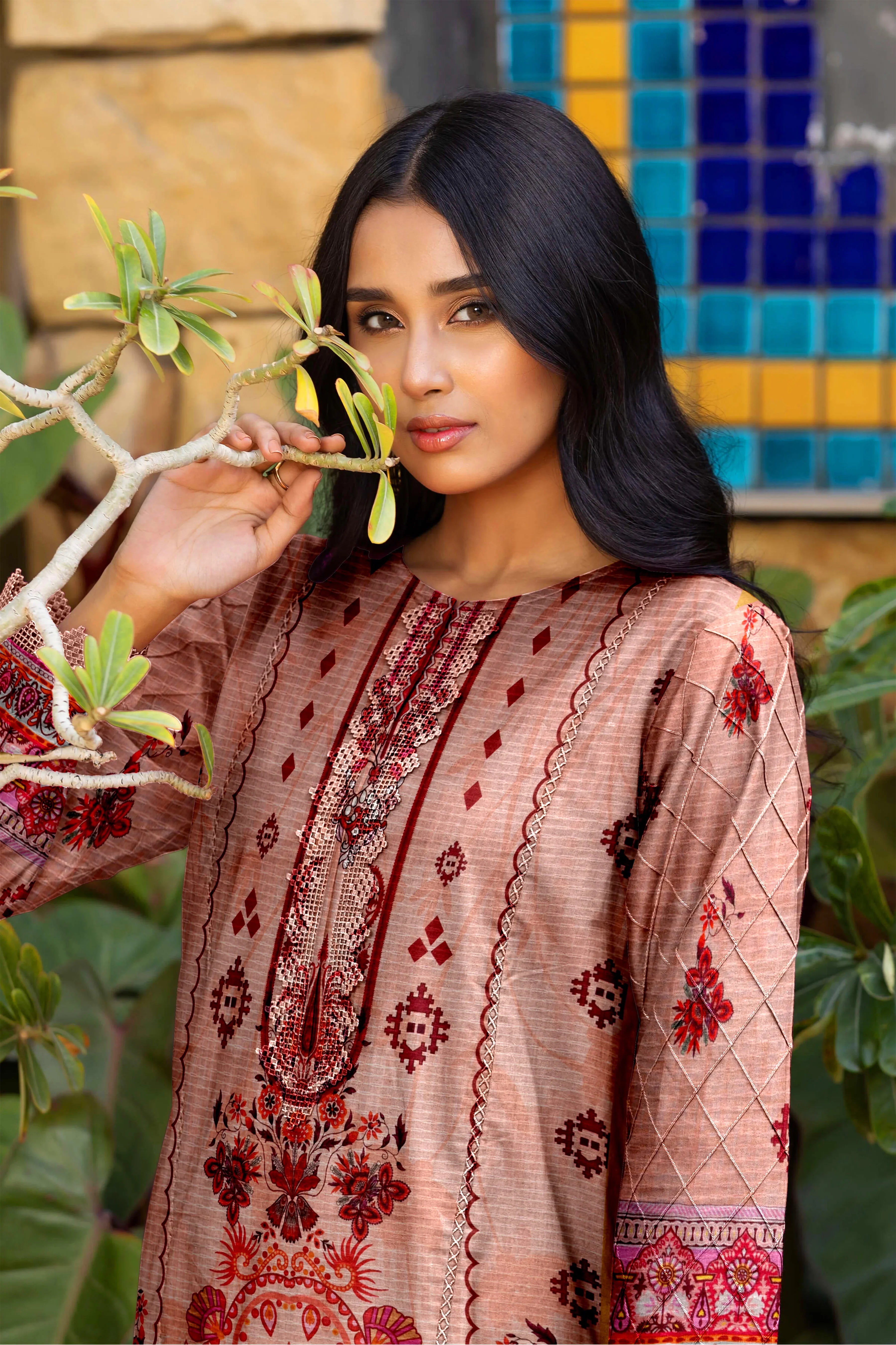 3 Piece Unstitched Printed Dobby Lawn Suit -BA-V18-08