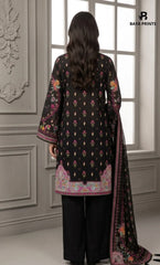 3PC Printed Lawn | Unstitched |  M.B