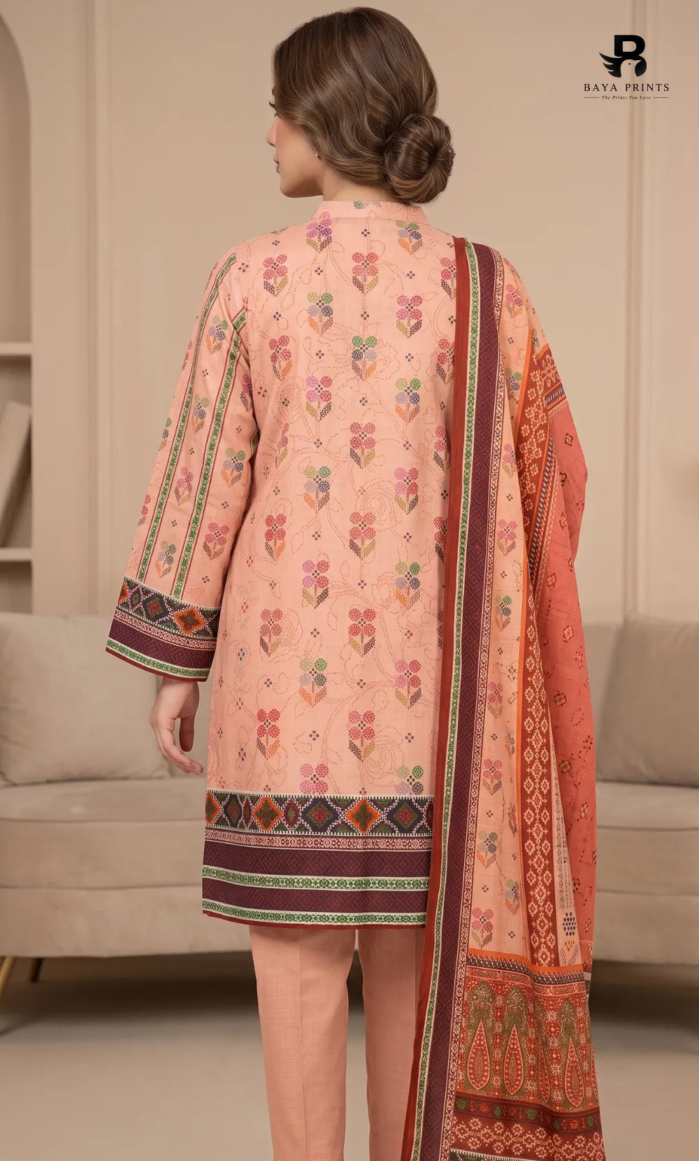 3PC Printed Karandi | Unstitched | BA-V2-09
