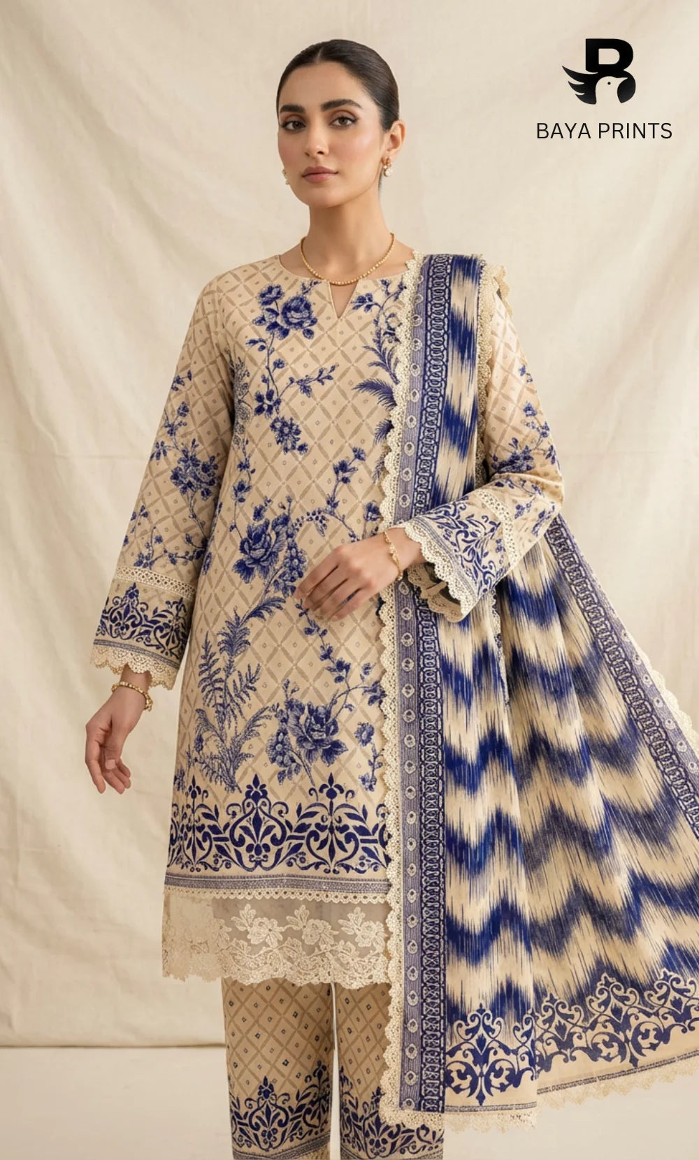 Crown Whisper -3PC Printed Lawn | Unstitched