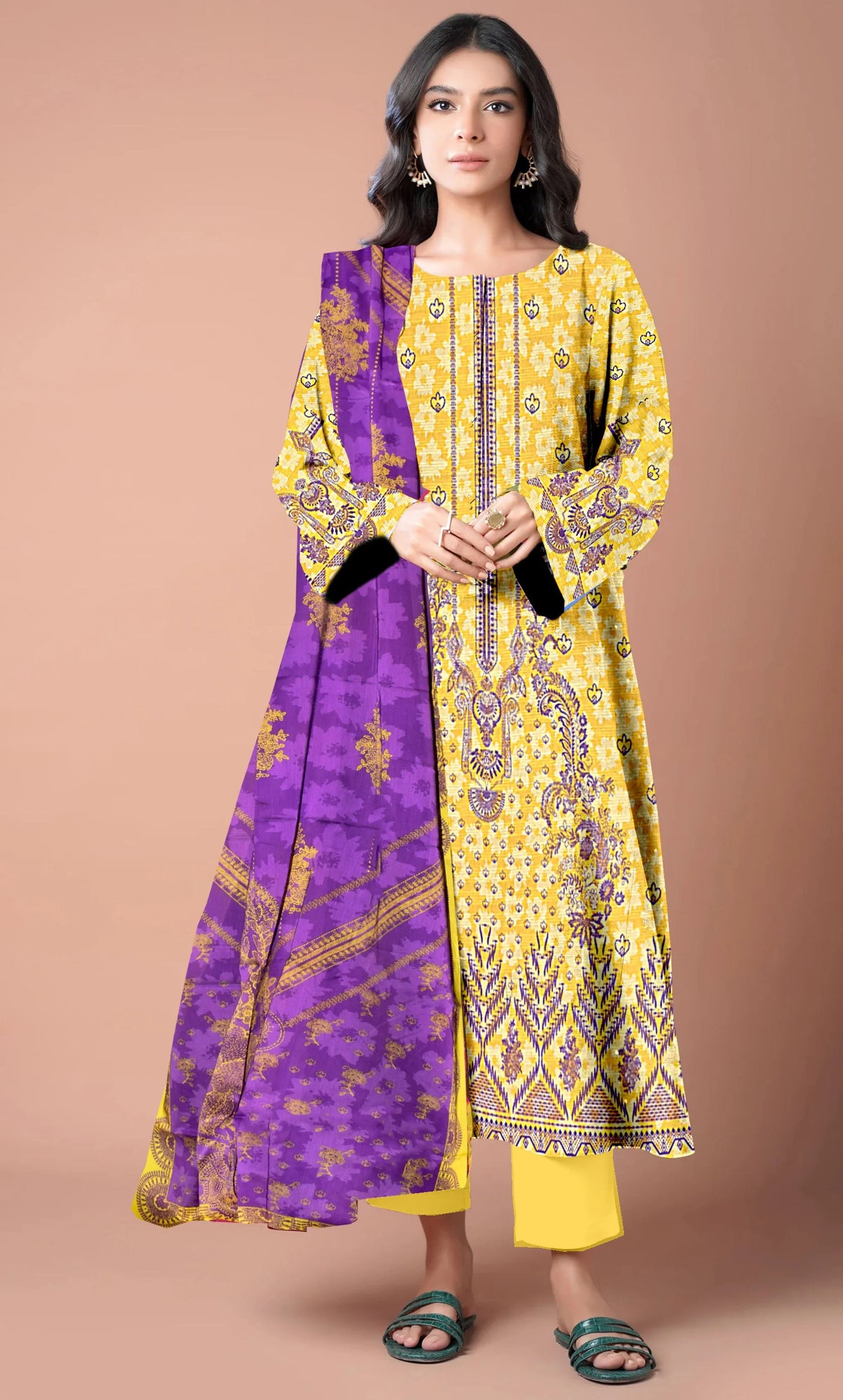 3 Piece Stitched Doria Lawn Suit -Merium,s Speical