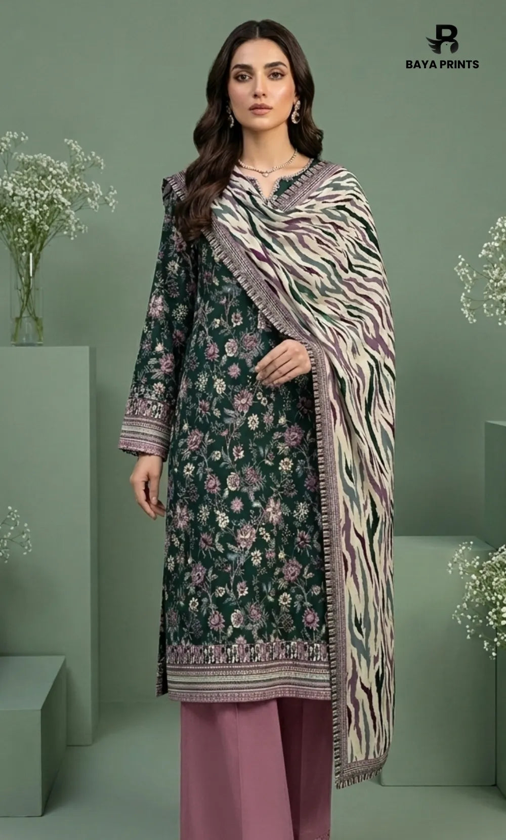 3PC Printed Lawn | Unstitched | BA-V25