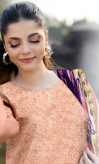 3PC Luxury Embroidered Unstitched Lawn Suit - ZED-V3-07