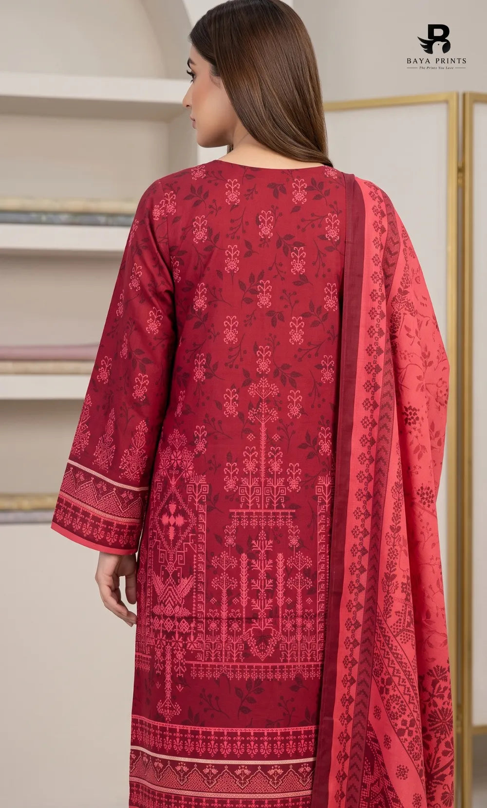 3PC Printed Linen | Unstitched | BA-V2-07