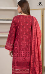 3PC Printed Linen | Unstitched | BA-V2-07