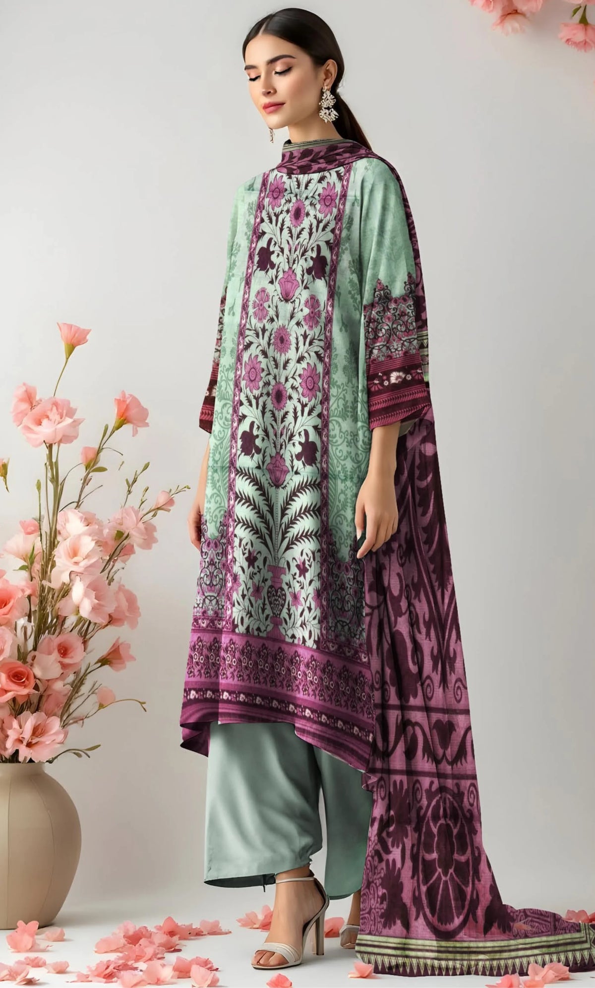 3 Piece Printed Dobby Unstitched Lawn Suit | DE-V5-07
