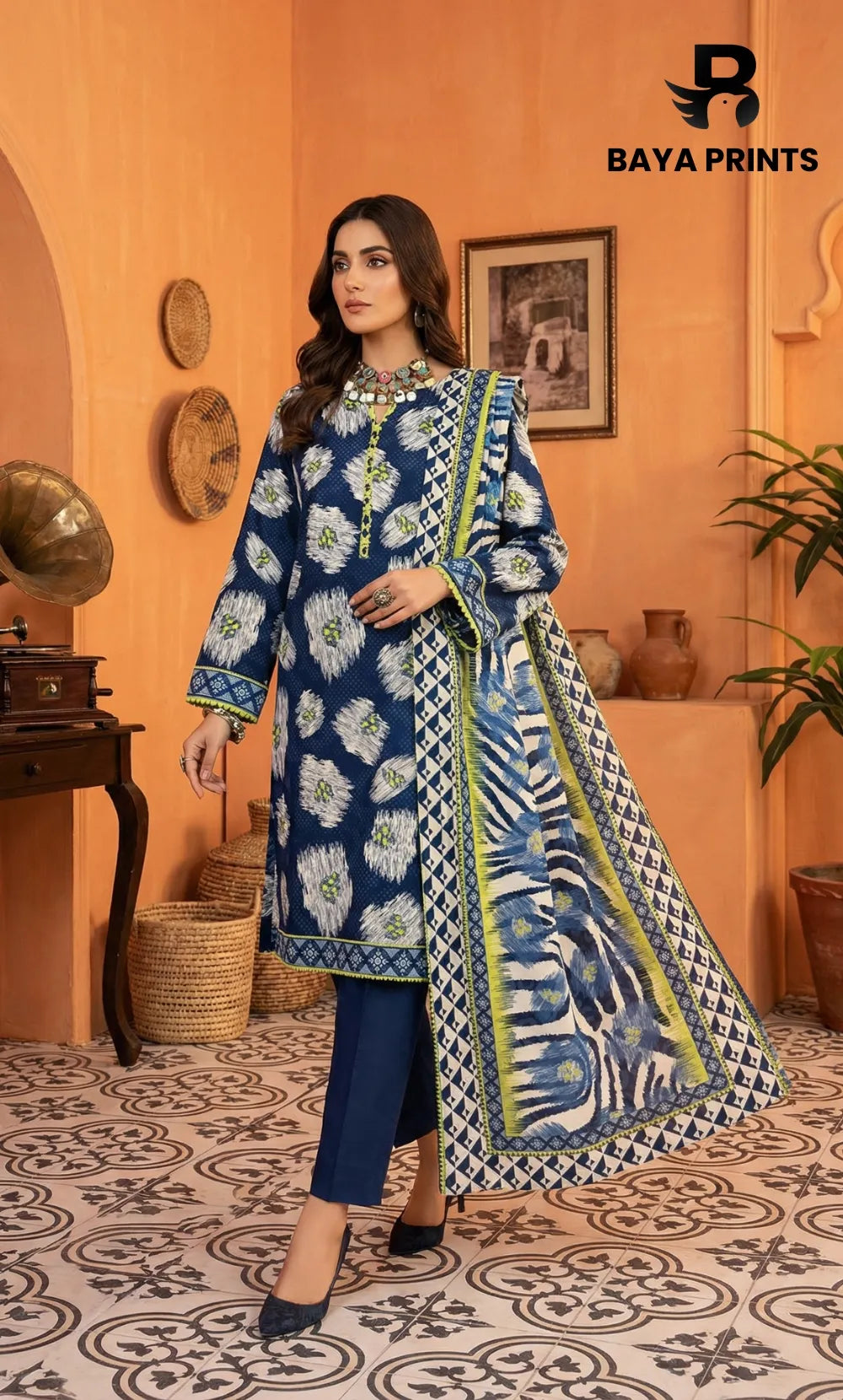 3 Piece Unstitched Lawn Suit -V-21-A-07