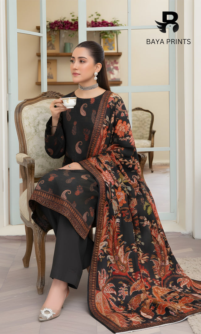 3 Piece Unstitched Karandi Suit BA-V8-15 Main Image