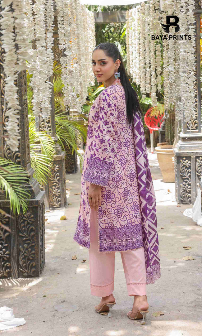 3 Piece Unstitched Printed Lawn Suit -BA-V28-12 Main Image