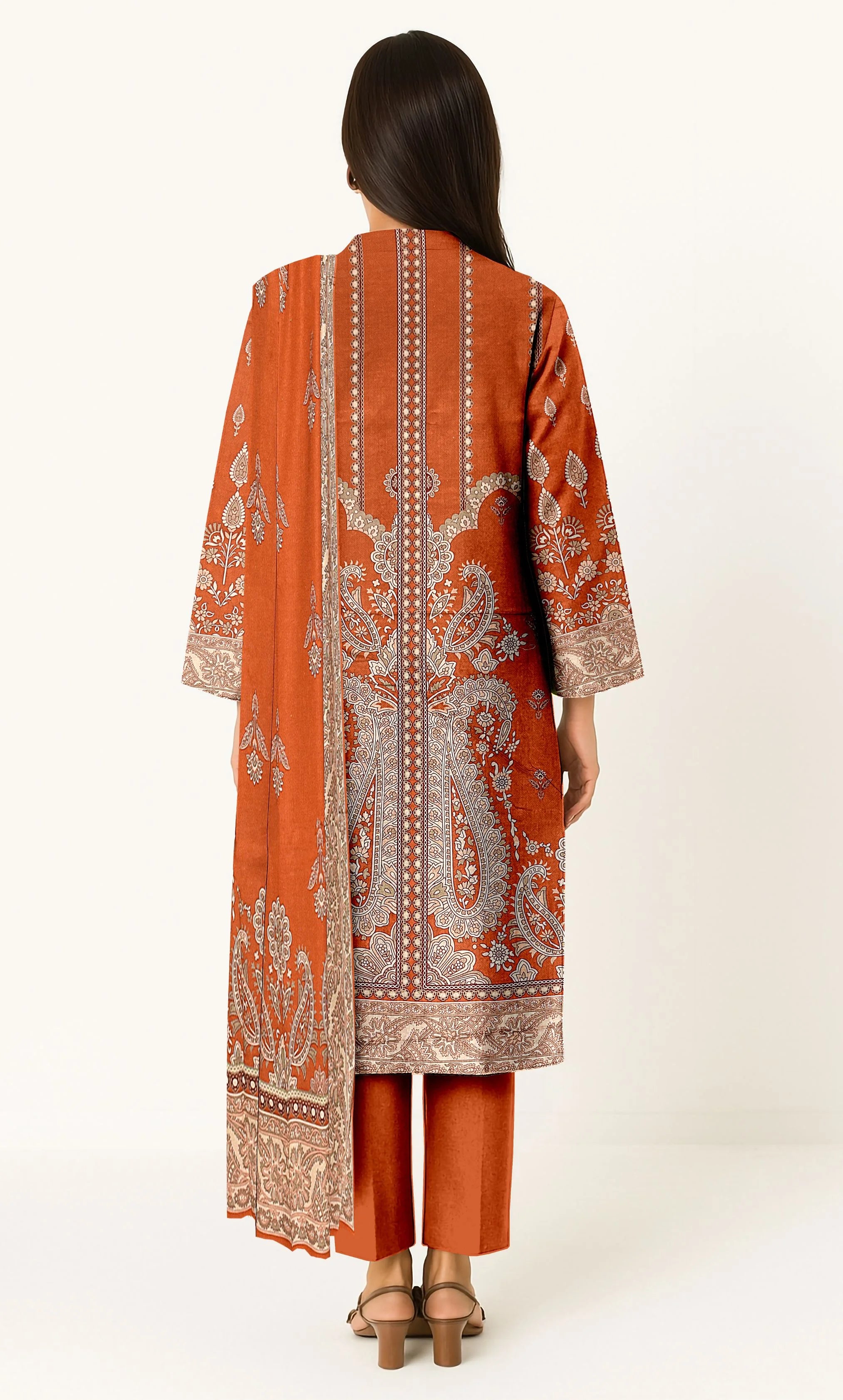 3PC Embroidered Unstitched Lawn Suit -NA-V15-08