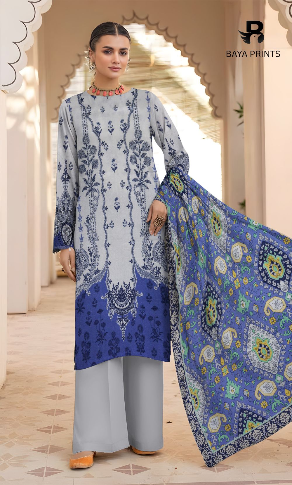 3 Piece Unstitched Karandi Suit BA-V6 001