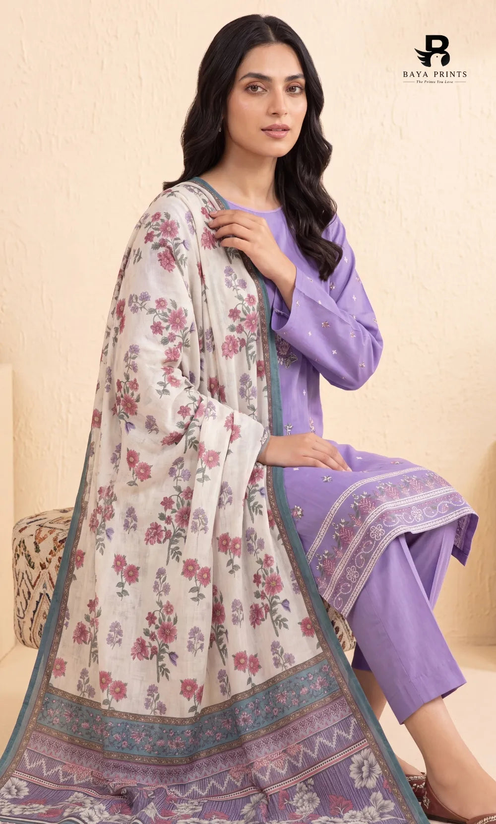 3-Piece | Unstitched Luxury Embroidered Lawn Suit | Nayab