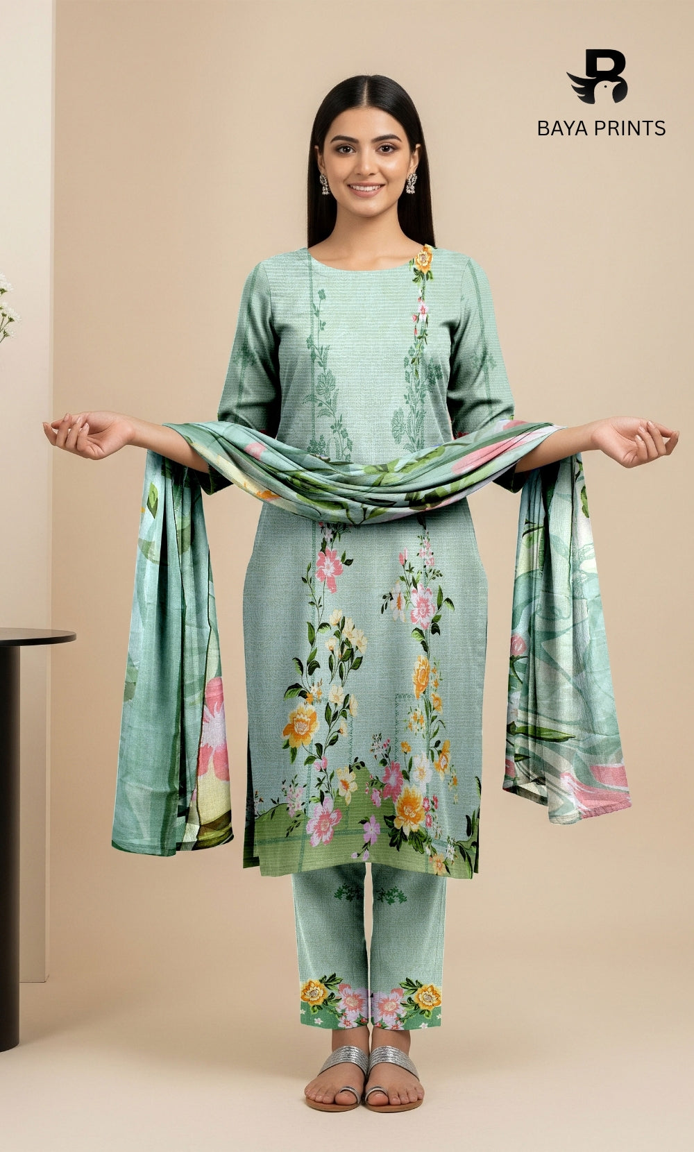 3 Piece Unstitched Printed Doria Viscose Suit with Bamber Dupatta BA-V7-017