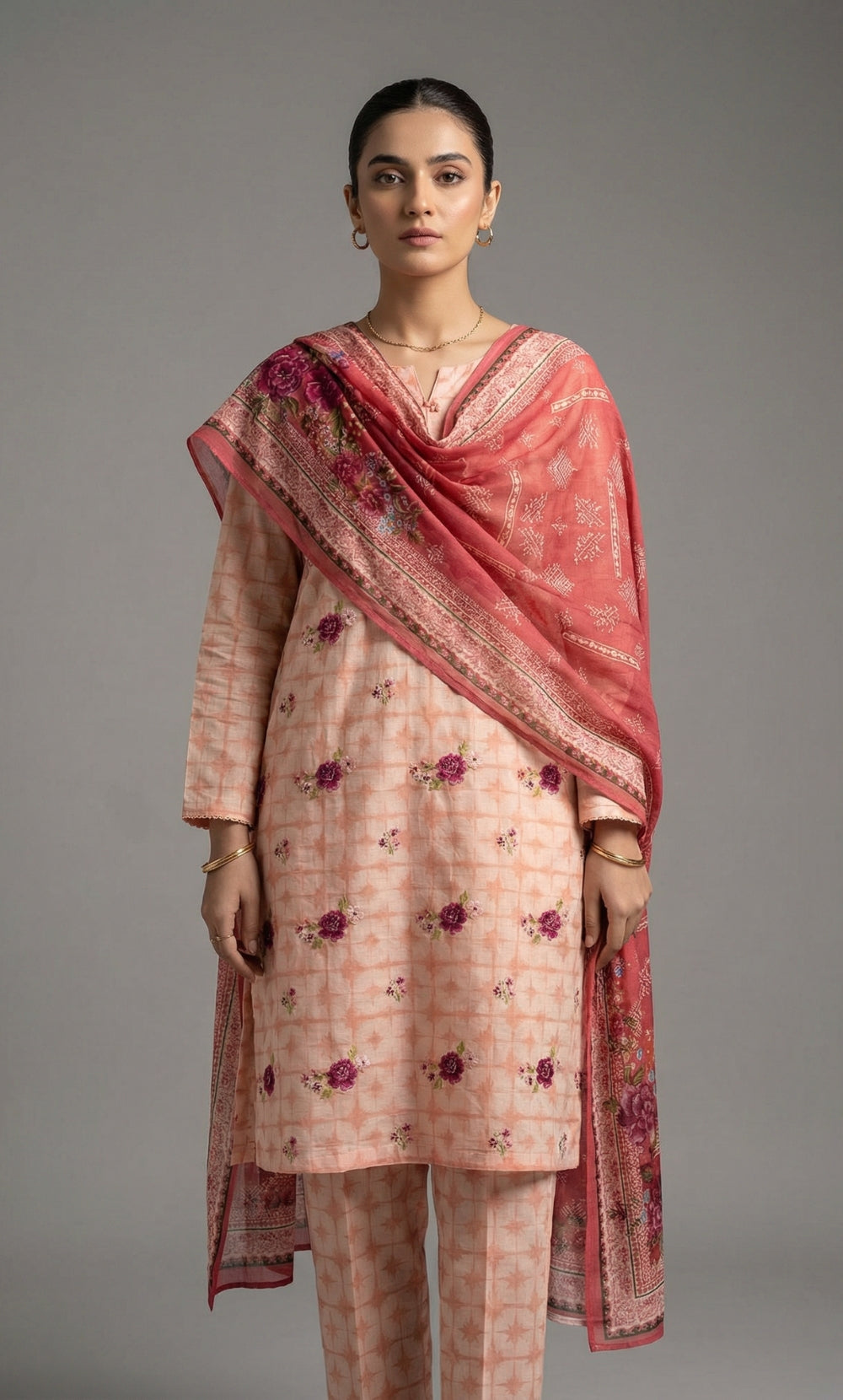 Suhana – 3 Piece Lawn | Embroidered Floral Front -07