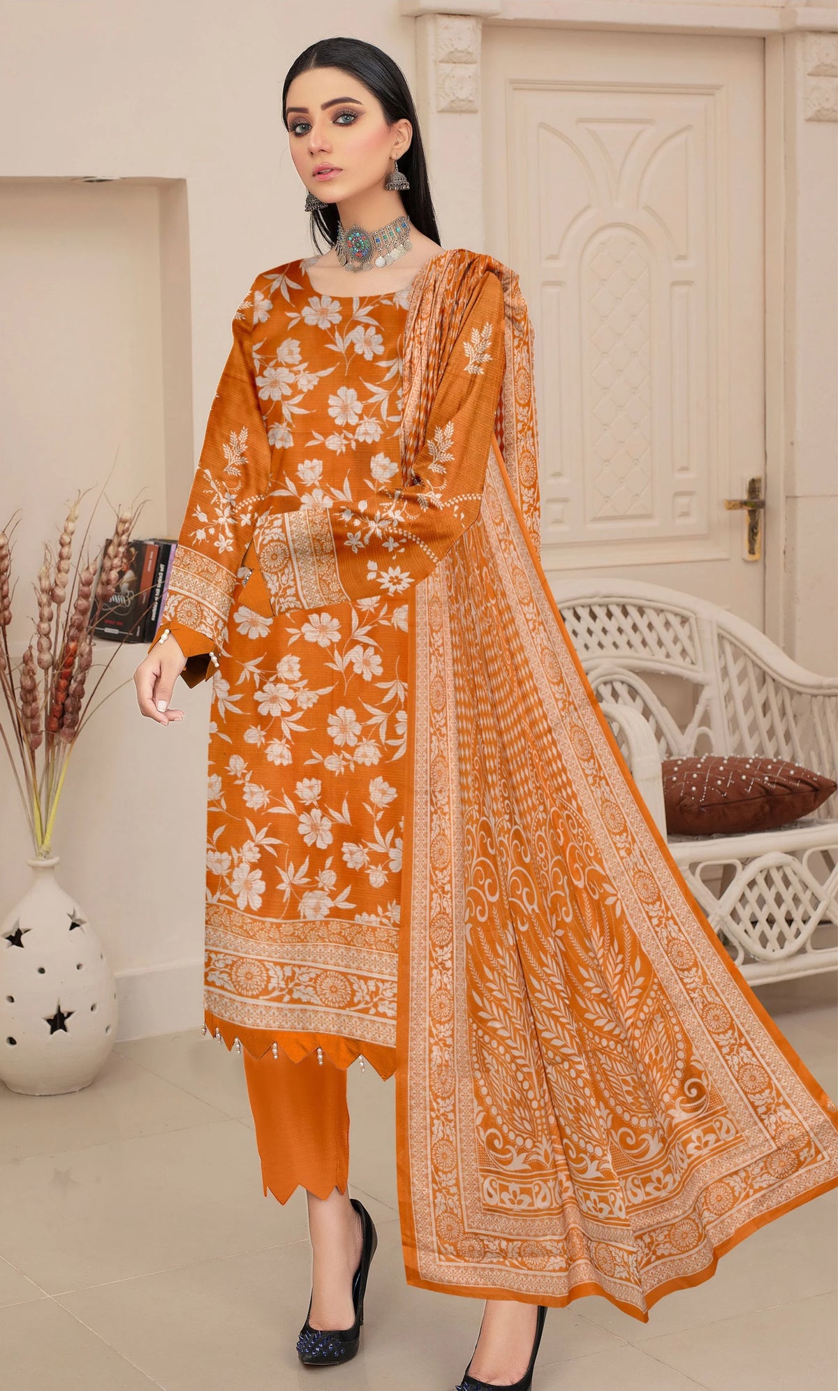 3PC Unstitched Printed Lawn Suit -BA-V14-05