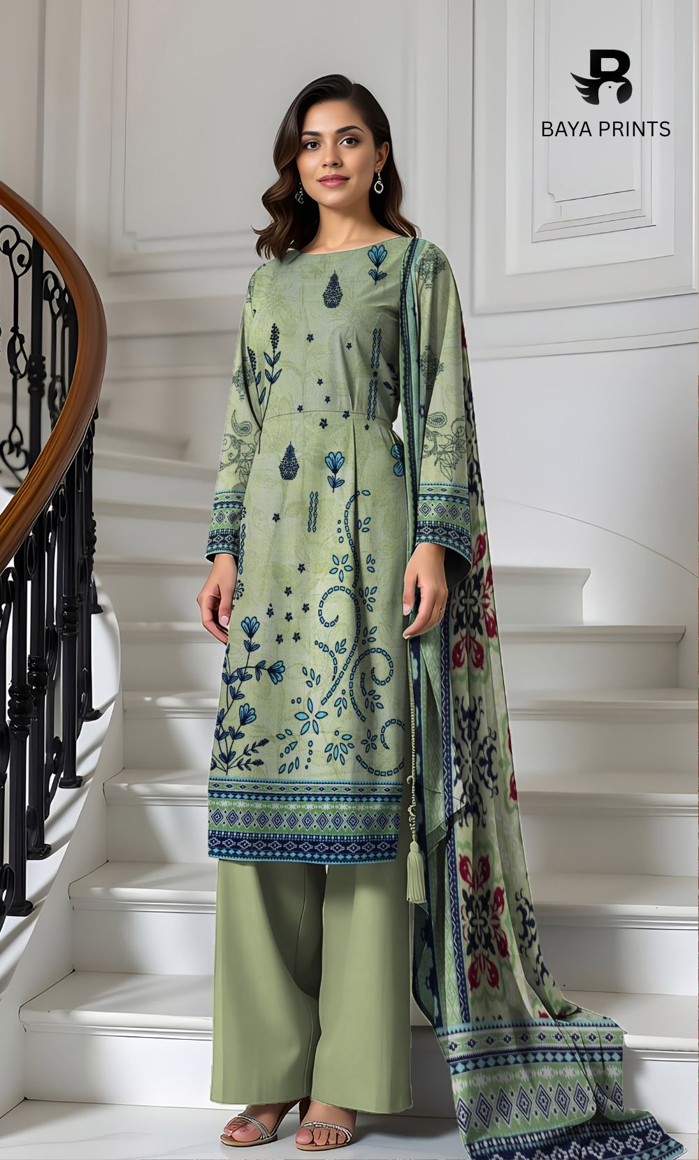 3 Piece Unstitched Karandi Suit BA-V5 001