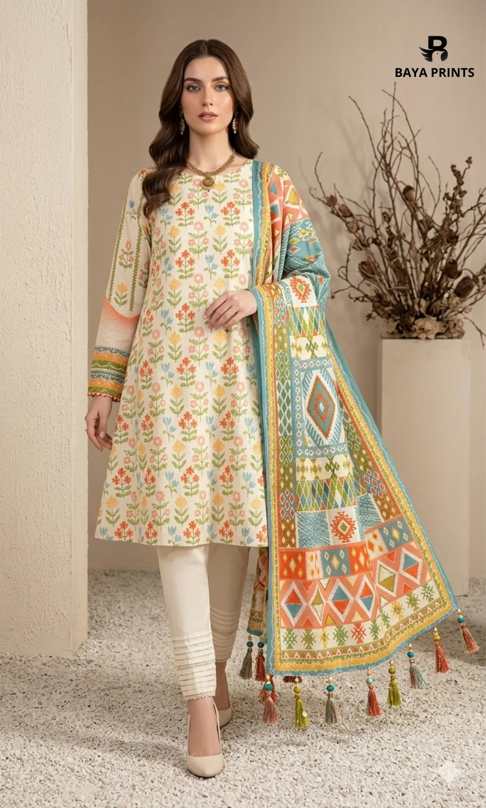 3PC Printed Lawn | Unstitched |  KHD