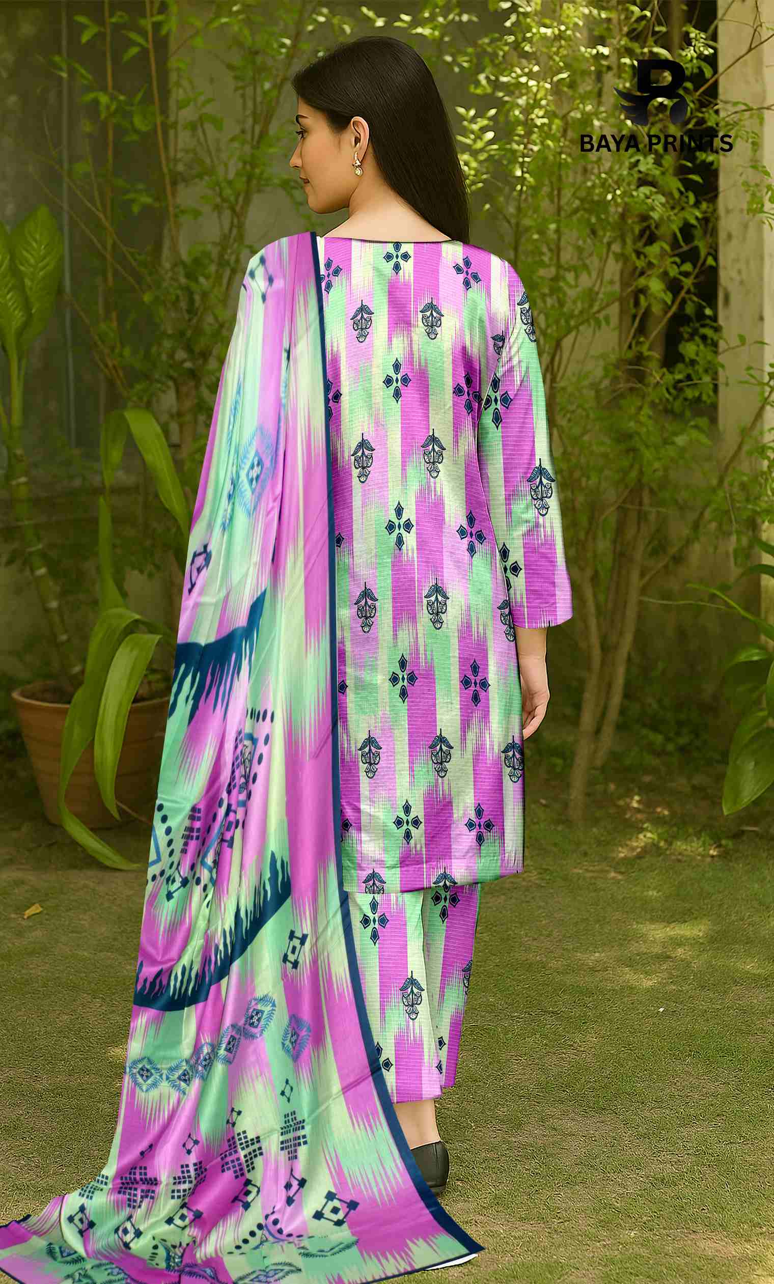 3 Piece Unstitched Printed Lawn Suit -BA-V7