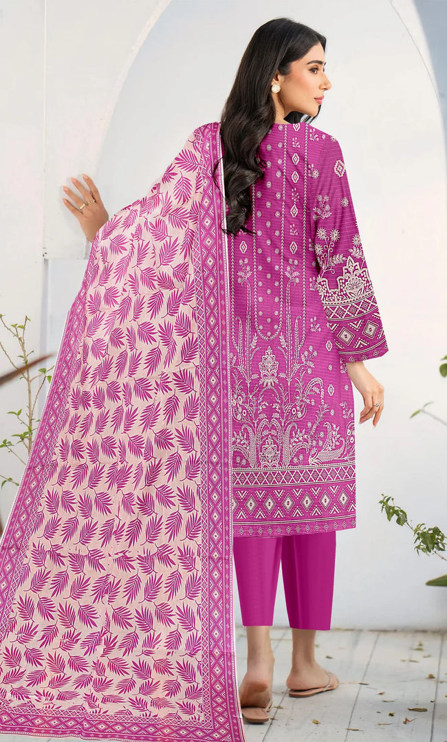 3 Piece Unstitched Printed Dobby Lawn Suit -BA-V19-05 Main Image