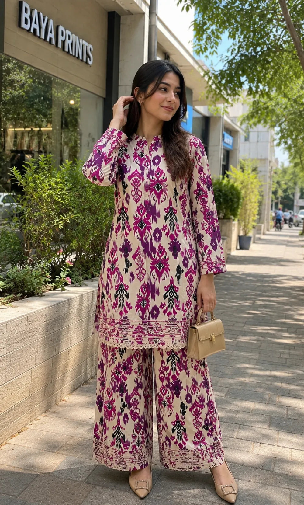 2PC Unstitched Printed Lawn Suit – Orlina (5 Meters)