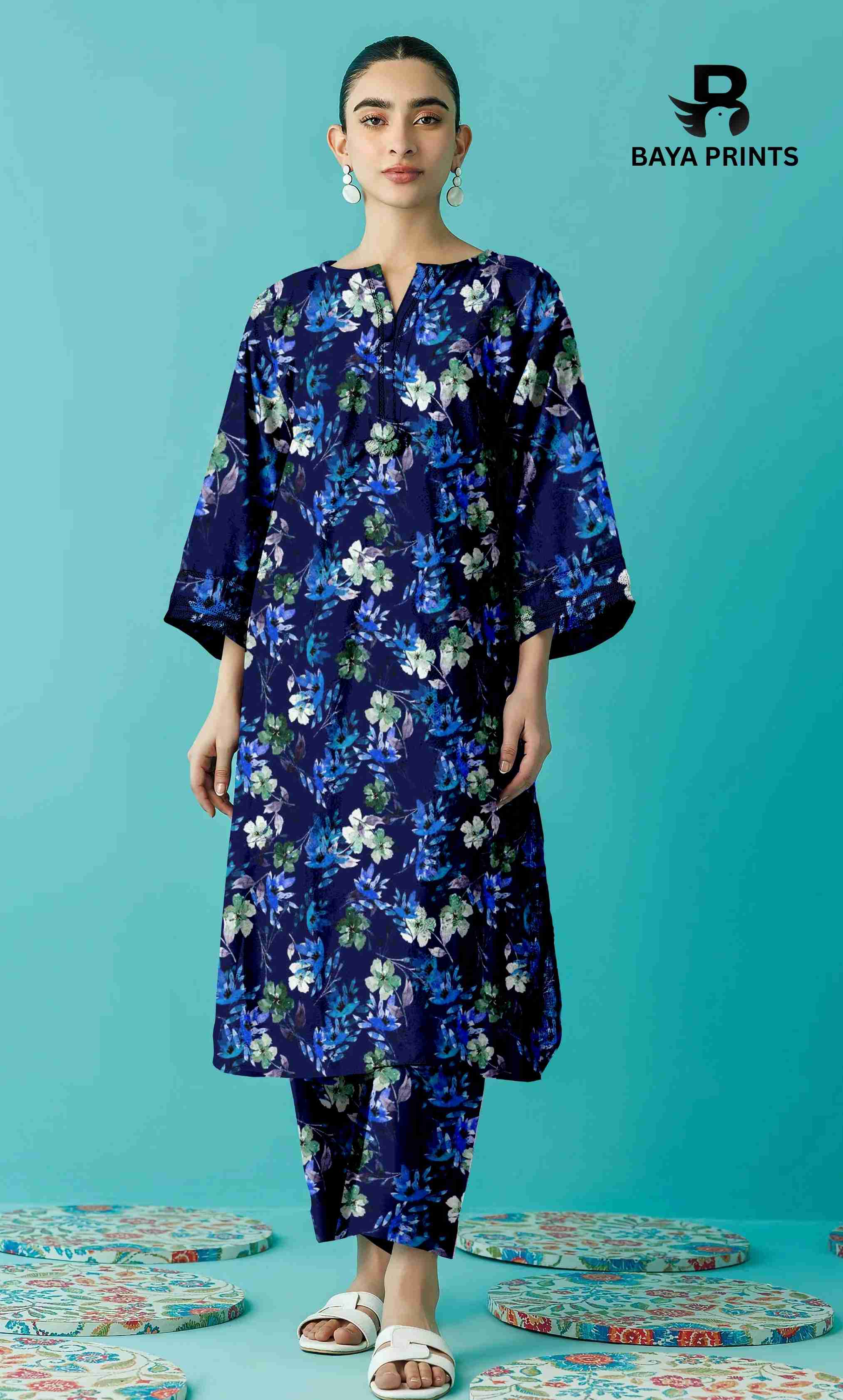 2PC Unstitched Printed Lawn Suit - BA-V7-05