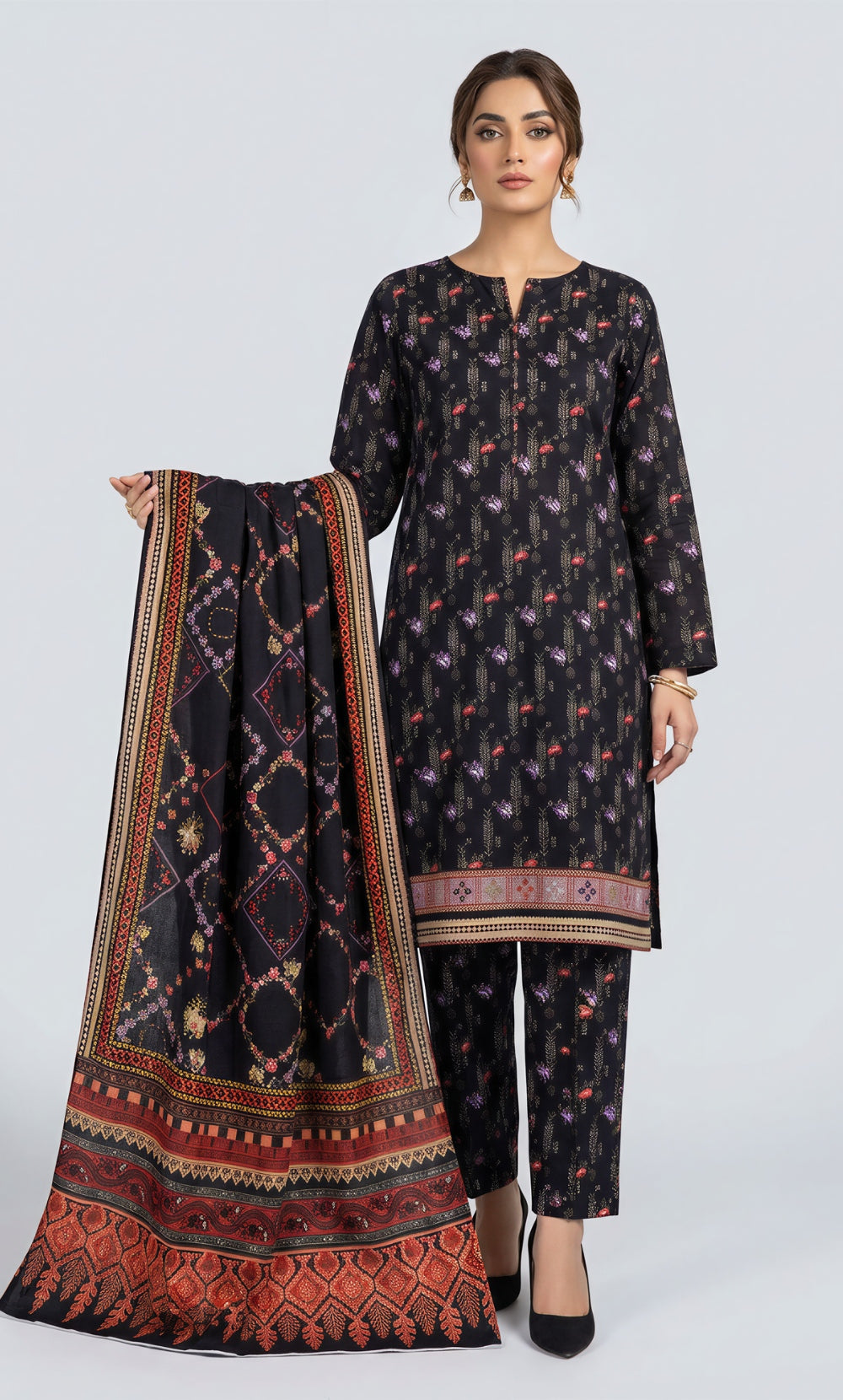 3 Piece Unstitched Printed Viscose Suit-BA-V11