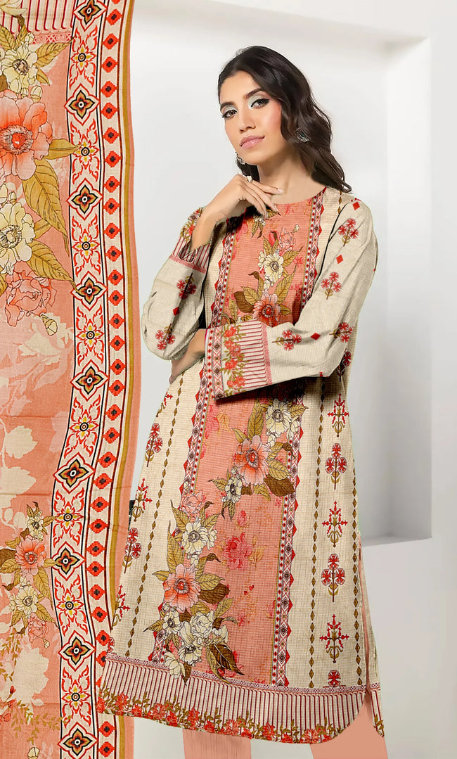 3 Piece Unstitched Printed Lawn Suit | BA-V15-01 Hover Image