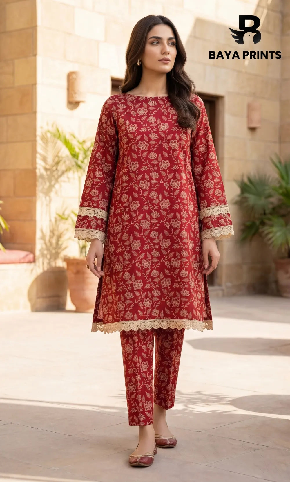 2PC Unstitched Printed Lawn Suit -Orlina