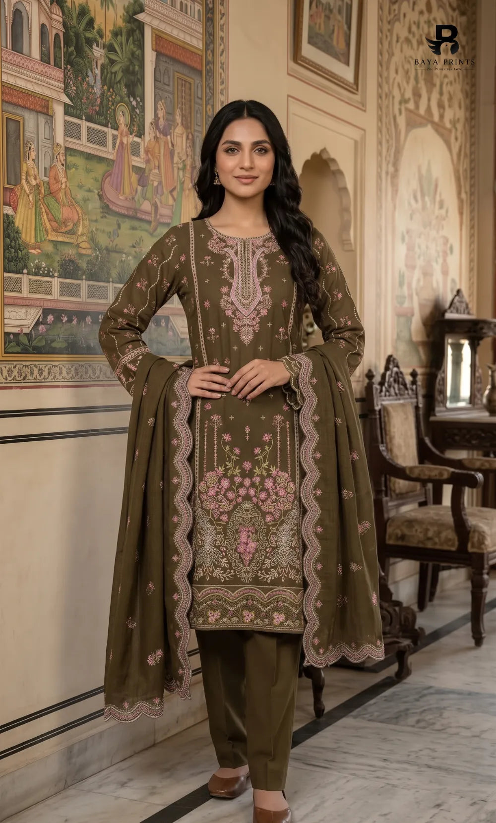 3PC Premium Embroidered Dhanak | Unstitched | Naqsh-e-Zar -07