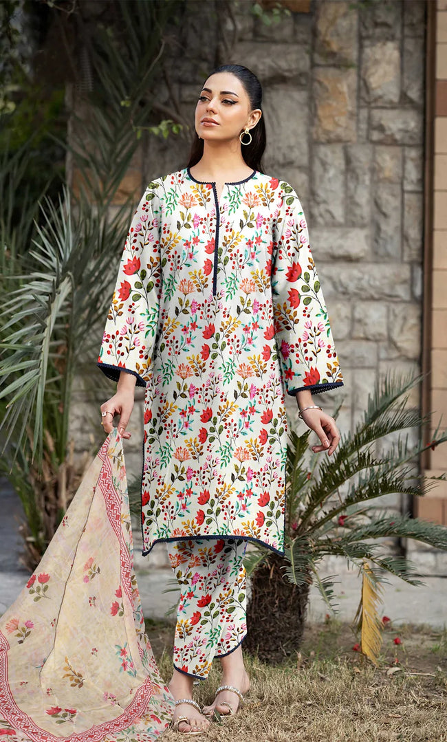 3 Piece Unstitched Printed Lawn Suit With Bamber Chiffon Dupatta - BA-V-31 -8 Main Image