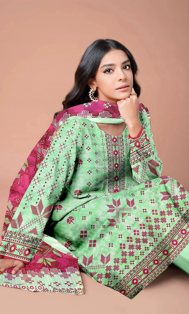 3 Piece Unstitched Lawn Suit -Merium's Exclusive Main Image