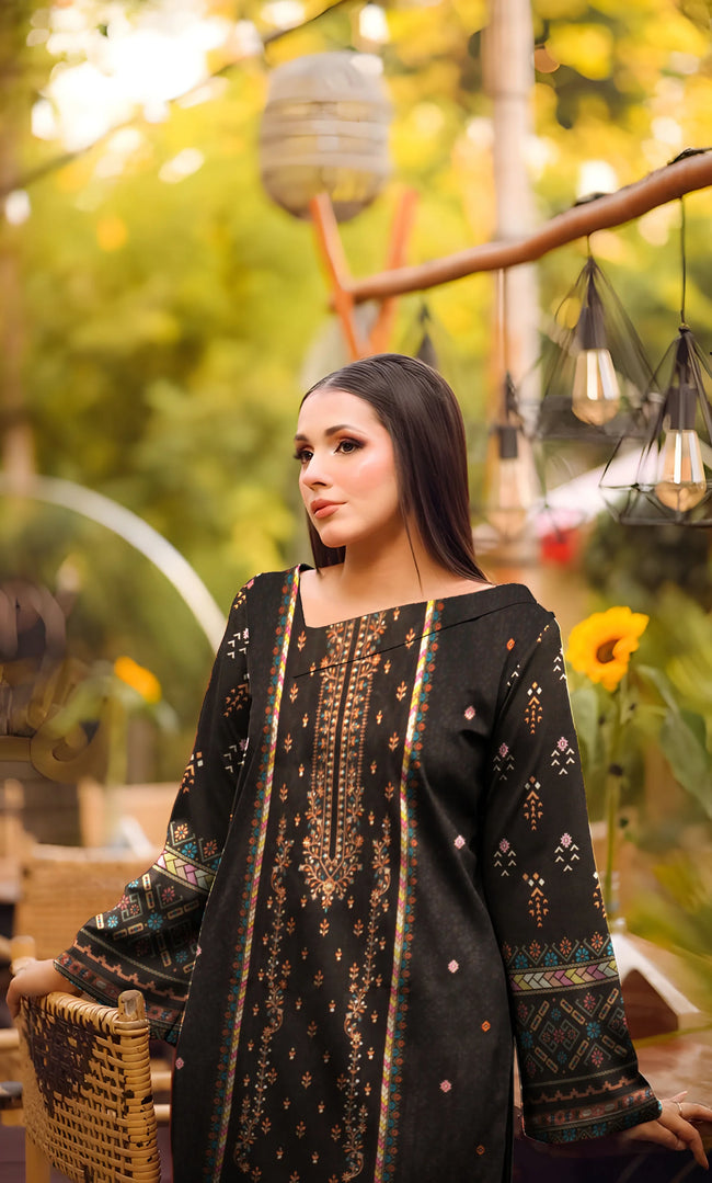 3PC Embroidered Unstitched Lawn Suit - NA-V4-03 Main Image