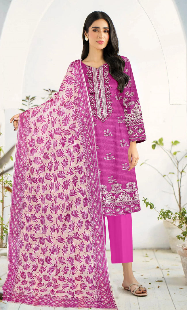 3 Piece Unstitched Printed Dobby Lawn Suit -BA-V19-05 Hover Image