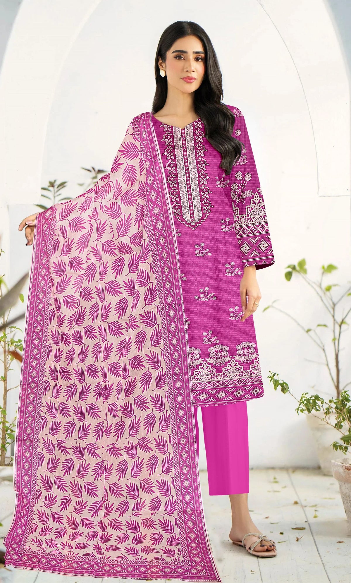 3 Piece Unstitched Printed Dobby Lawn Suit -BA-V19-05