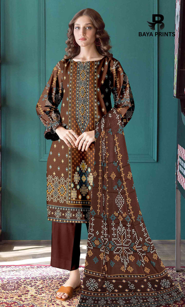 3 Piece Unstitched Printed Lawn Suit -BP-V2-10 Hover Image