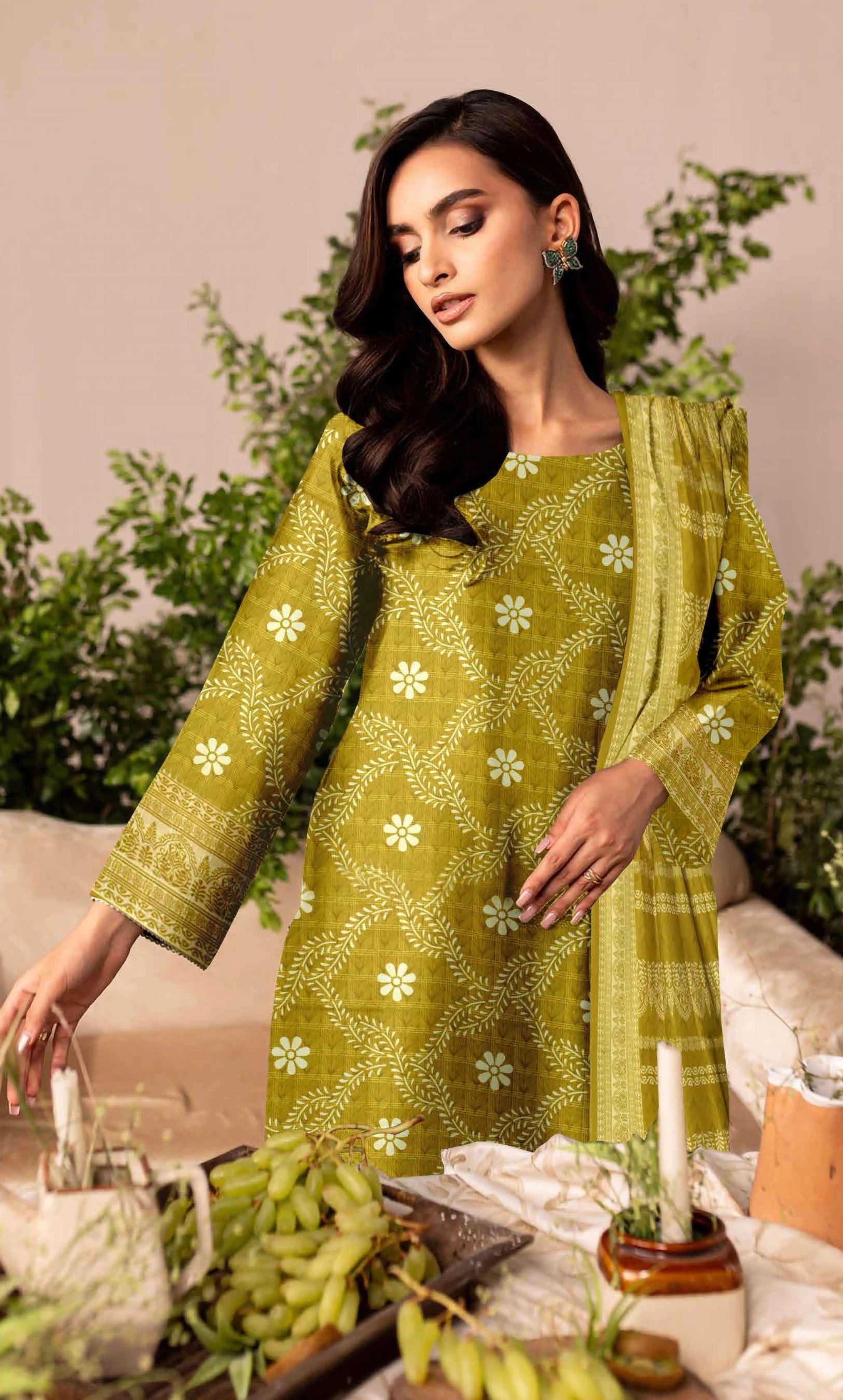 3 Piece Printed Unstitched Lawn Suit | SE-B-09