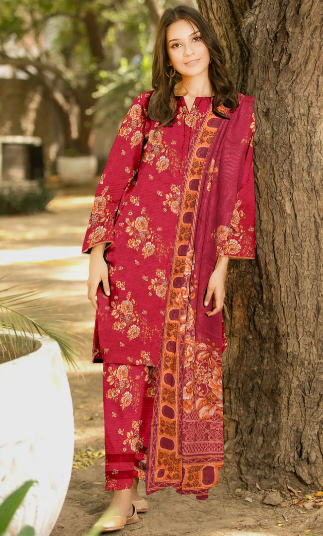 3 Piece Unstitched Printed Lawn Suit- BA-V-21-9 Hover Image