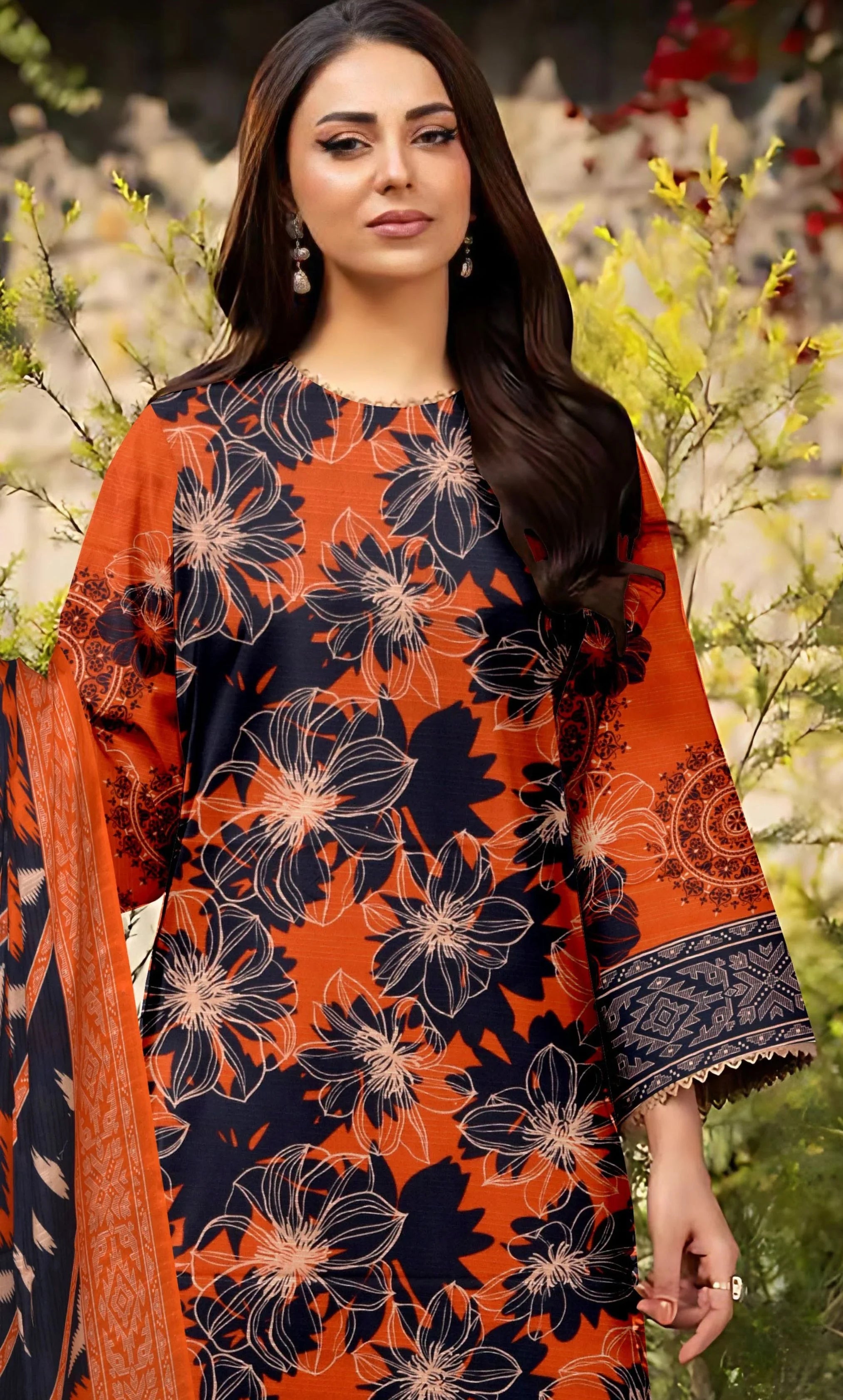 3 Piece Unstitched Printed Lawn Suit -BA-V16-08