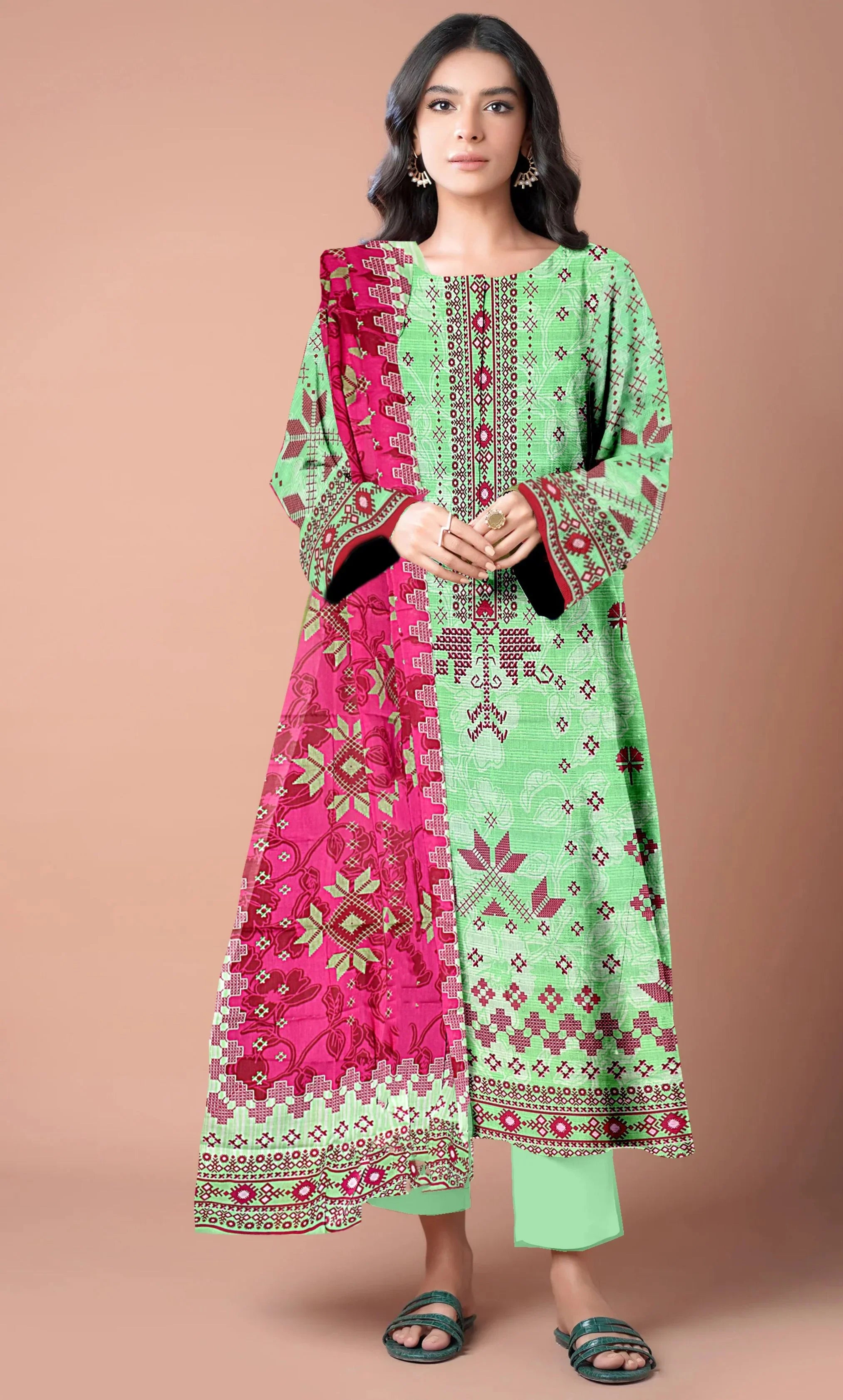 3 Piece Unstitched Lawn Suit -Merium's Exclusive
