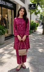 2PC Unstitched Printed Lawn Suit -Orlina