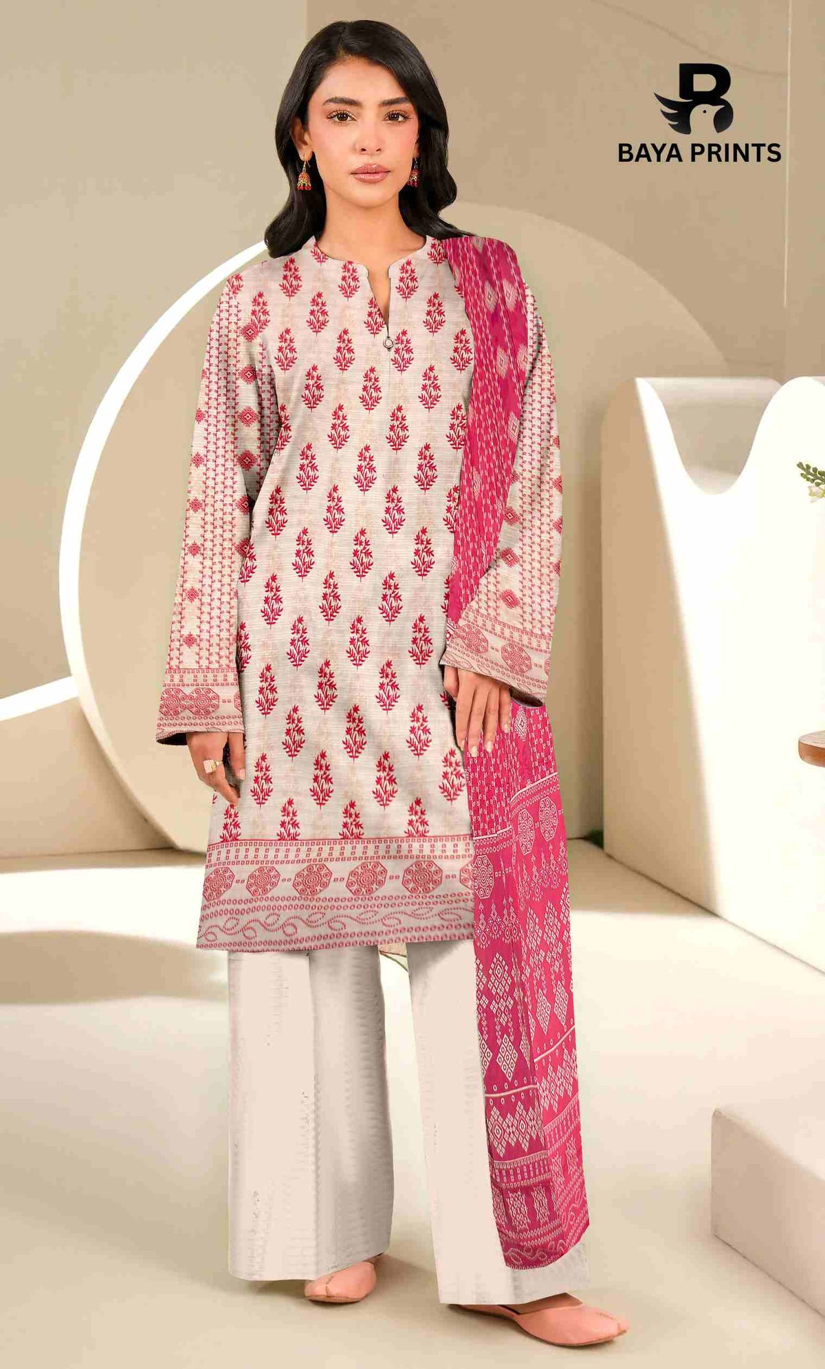 3 Piece Unstitched Printed Lawn Suit -BA-V13