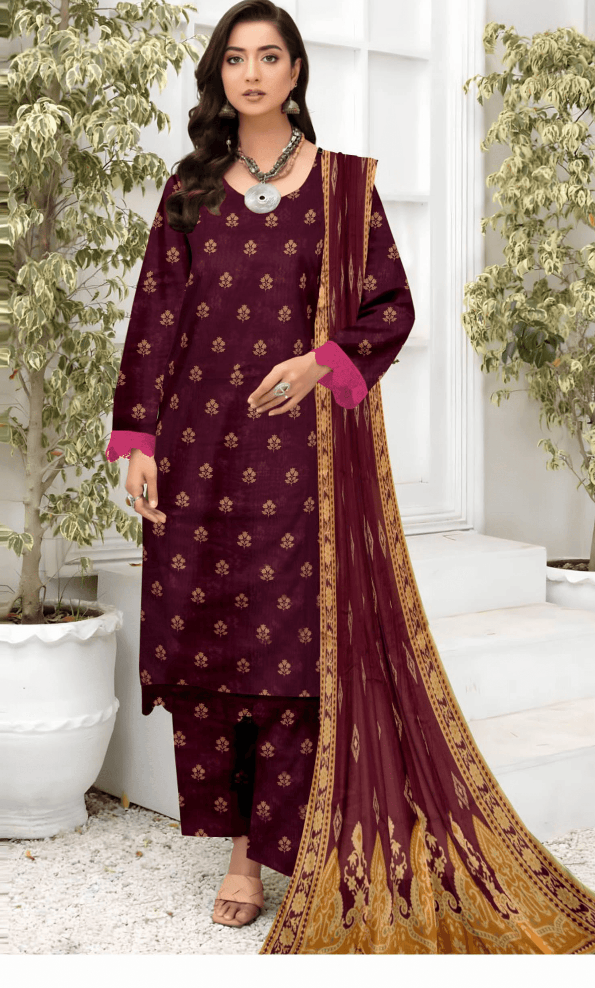 3PC Unstitched Printed Lawn Suit -BA -V12 -08