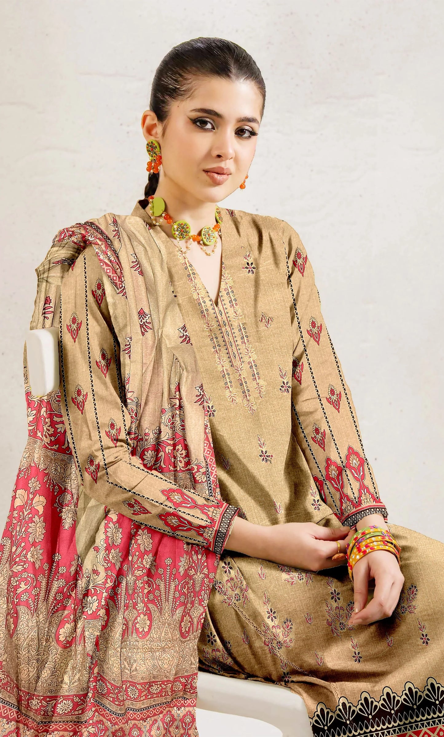 3PC Embroidered Unstitched Lawn Suit -NA-V15-10