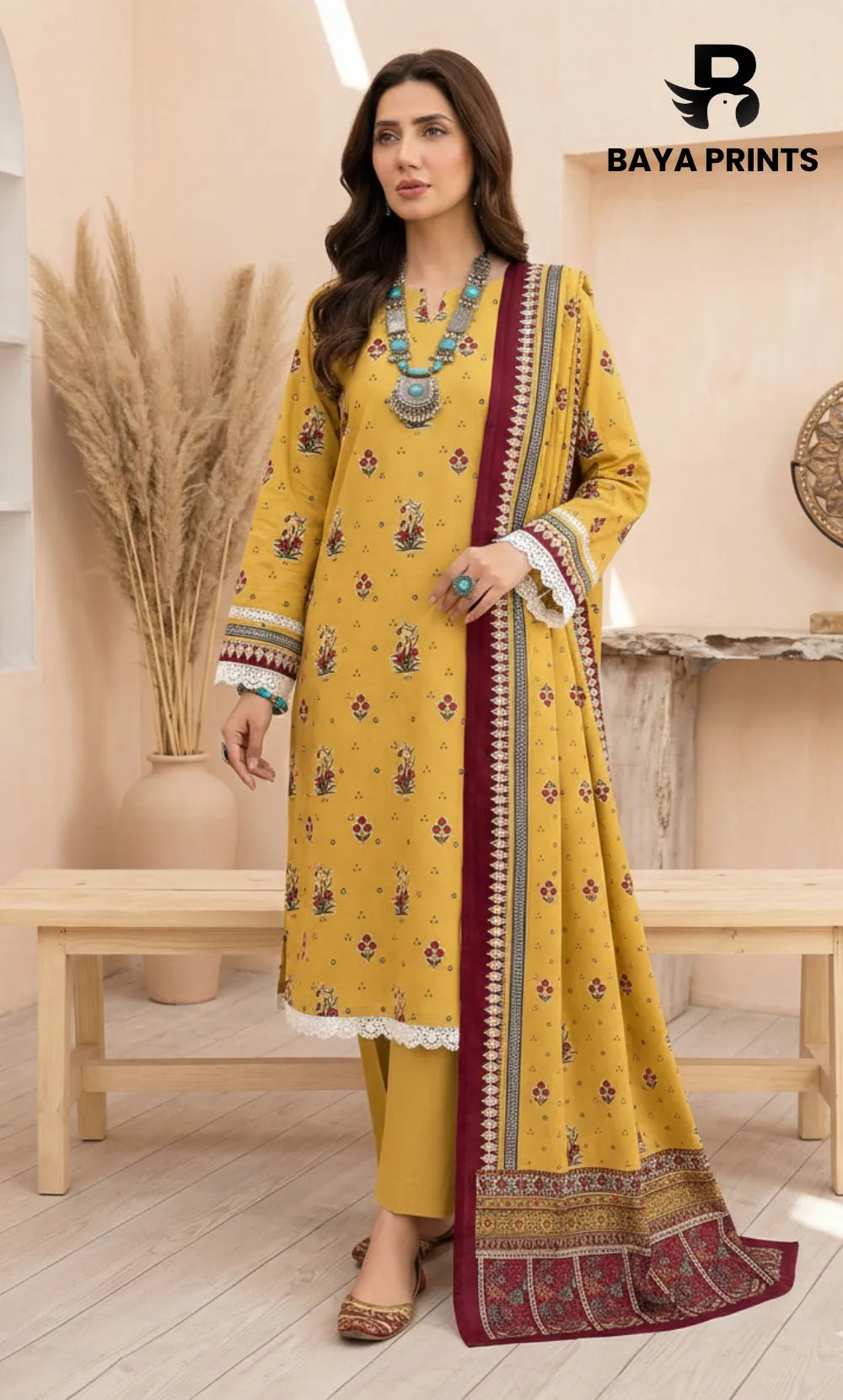 3 Piece Unstitched Lawn Suit -V-21-A-08