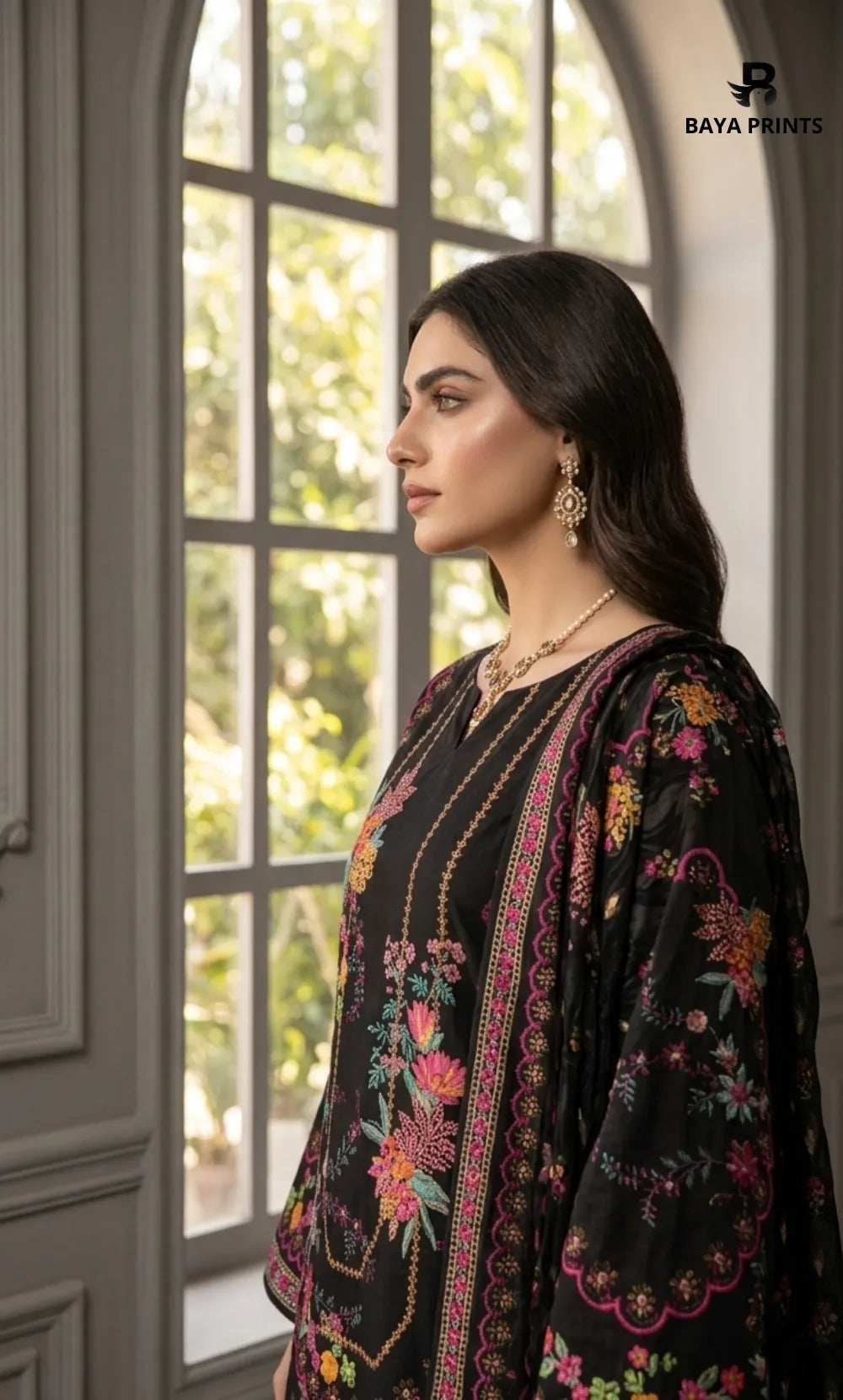 3PC Printed Lawn | Unstitched |  M.B