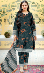 3 Piece Unstitched Printed  Dobby Lawn Suit -BA-V17-10
