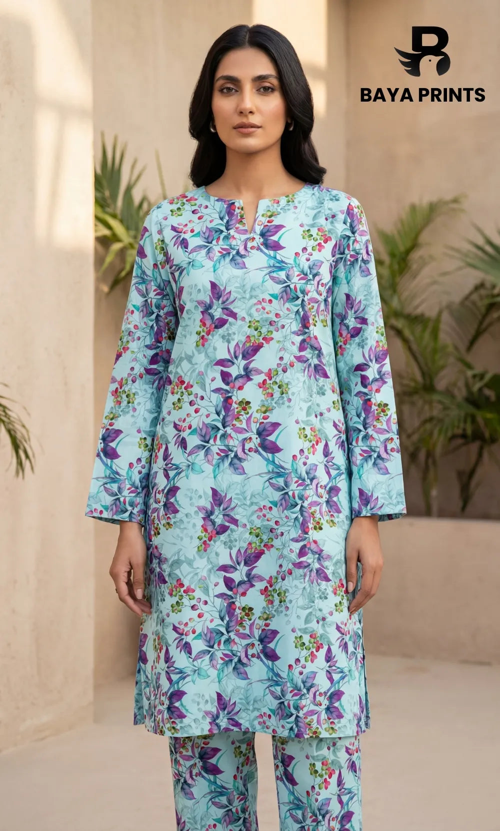 2PC Unstitched Printed Lawn Suit -Orlina